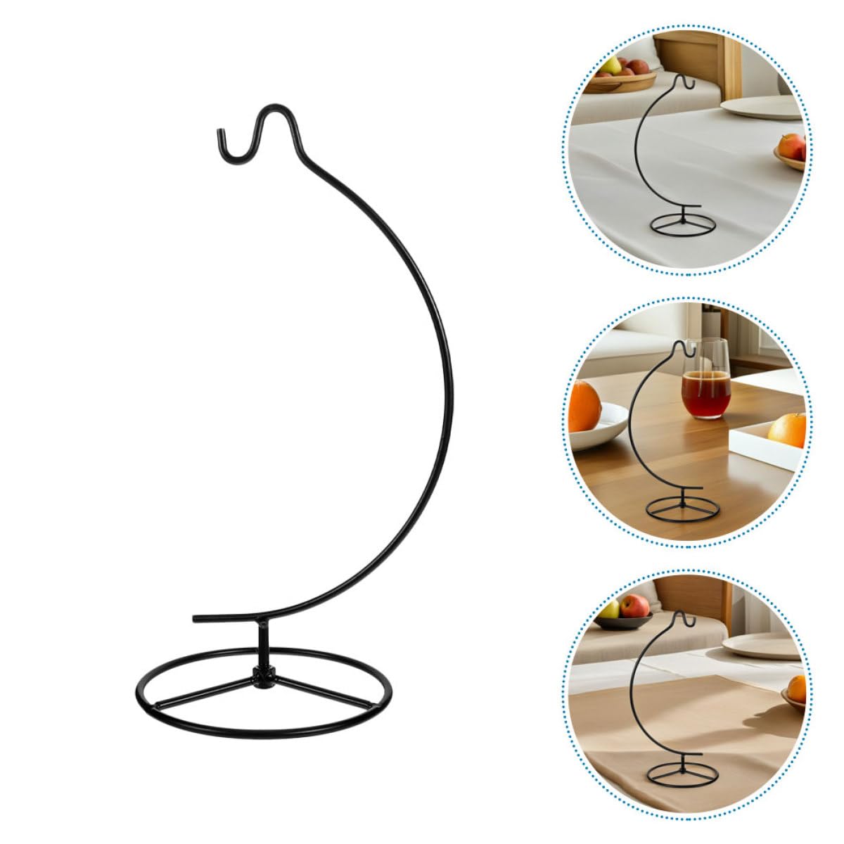 Alipis Moon Shaped Iron Ornament Display Holder with Hook, 2pcs Metal Hanging Terrarium Stand for Indoor Air Plants and Glass Globe Home Décor