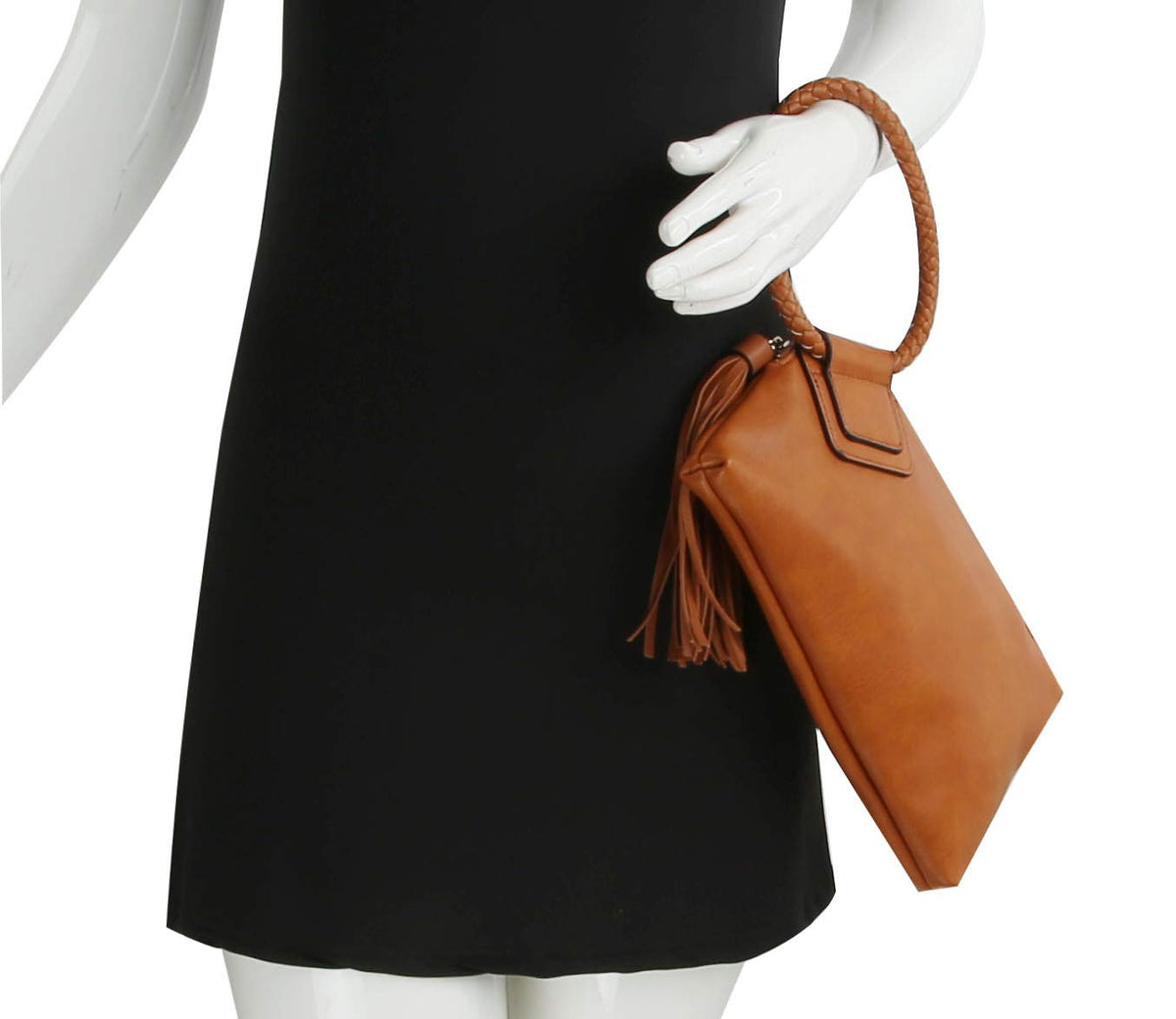 Womens Clutch Purse Wristlet Wallet Evening w/Hand Strap Casual Formal Vegan Leather - Metro Muse (Tan)