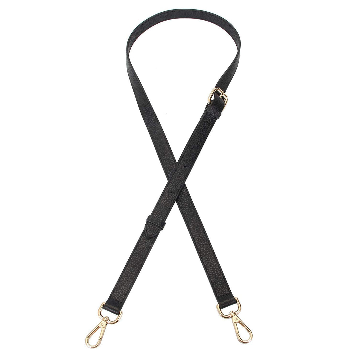 LIVE UP Full Grain Leather Adjustable Replacement Cross Body Purse Shoulder Strap Handbag Bag Wallet, 2/3” Wide (Black)