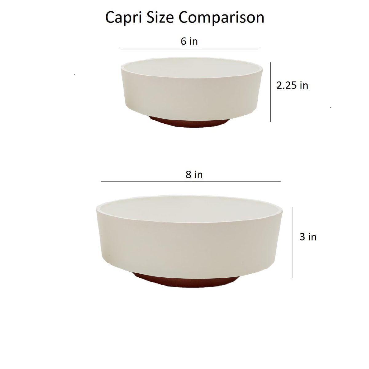 The HC Companies 6 Inch Round Plastic Succulent Capri Bowl 6"x6"x2.25" in Vanilla Bisque with Copper Bottom Color