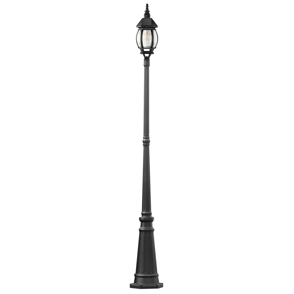 LUTEC Solar Lamp Post Light, Waterproof Dusk to Dawn Fixture, Aluminium, Black, Single head+post, Model 6920301012