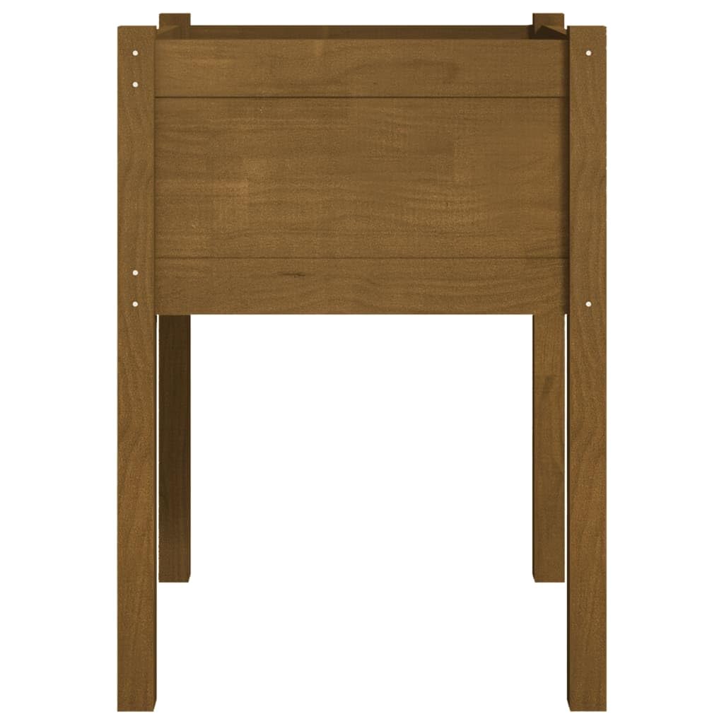 KHNLGFR Solid Pinewood Outdoor Planter Square Honey Brown Wooden Planter for Herbs and Plants 19.7x19.7x27.6 Inch for Garden and Balcony