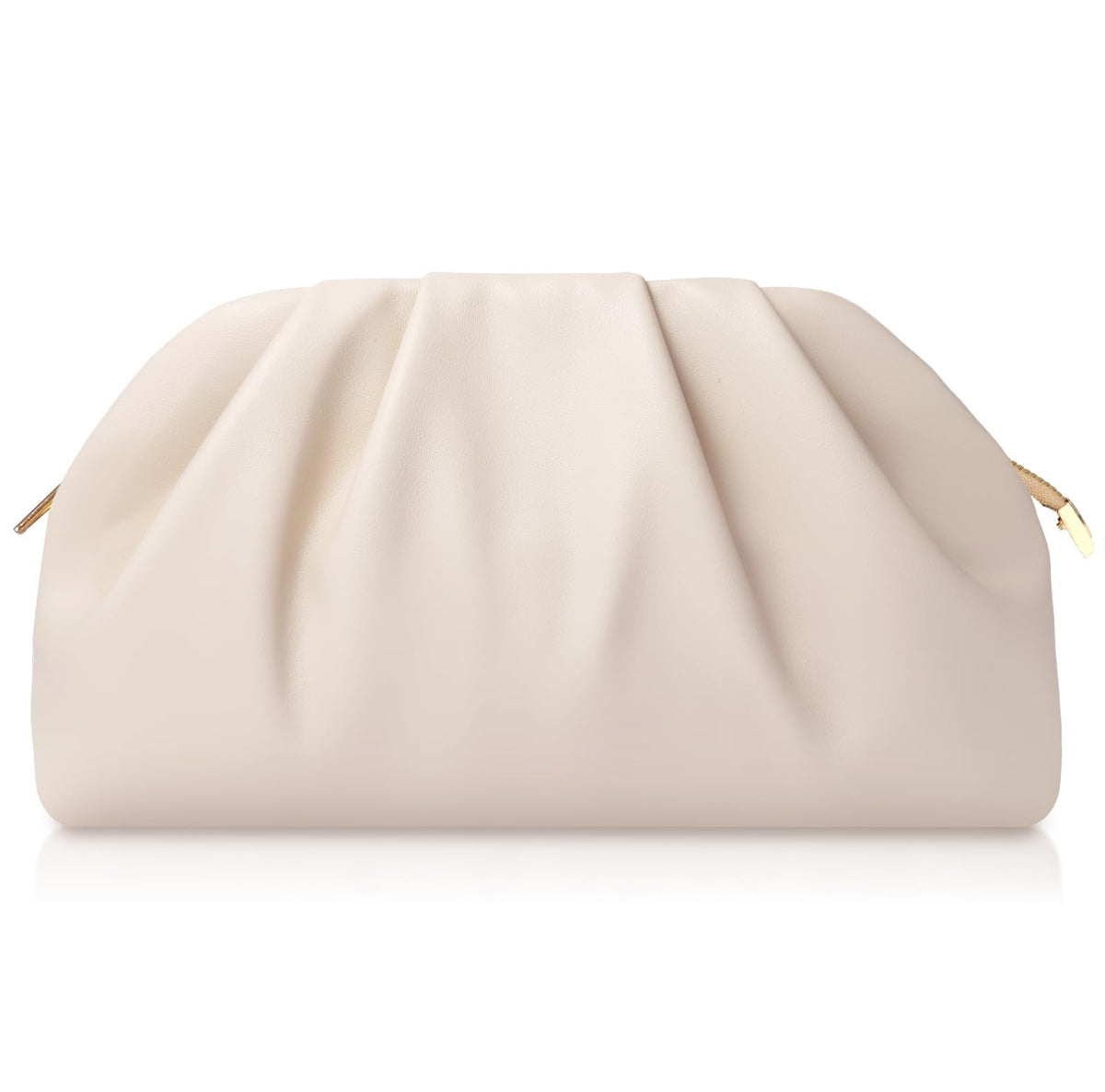 lovyoCoCo Clutch Purse for Women Soft Pleated PU Wedding Clutch, Elegant Evening Bag for Galas, Proms,Cocktail Parties (Beige)