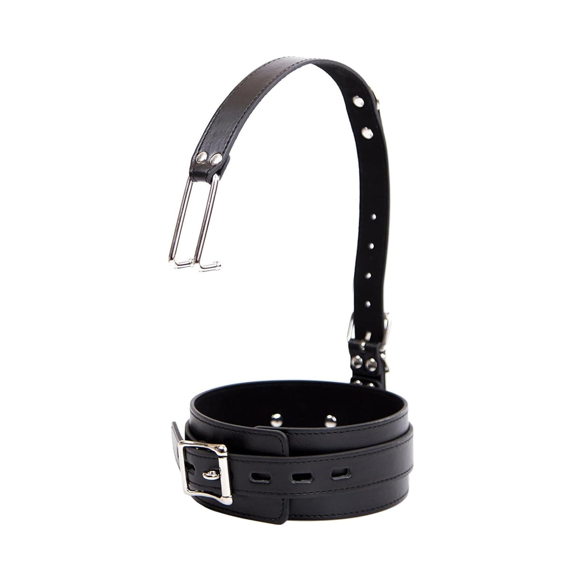 Gothic Choker Leather Collar with Nose Hook Adjustable Necklace for Bar Masquerade Cosplay Accessory