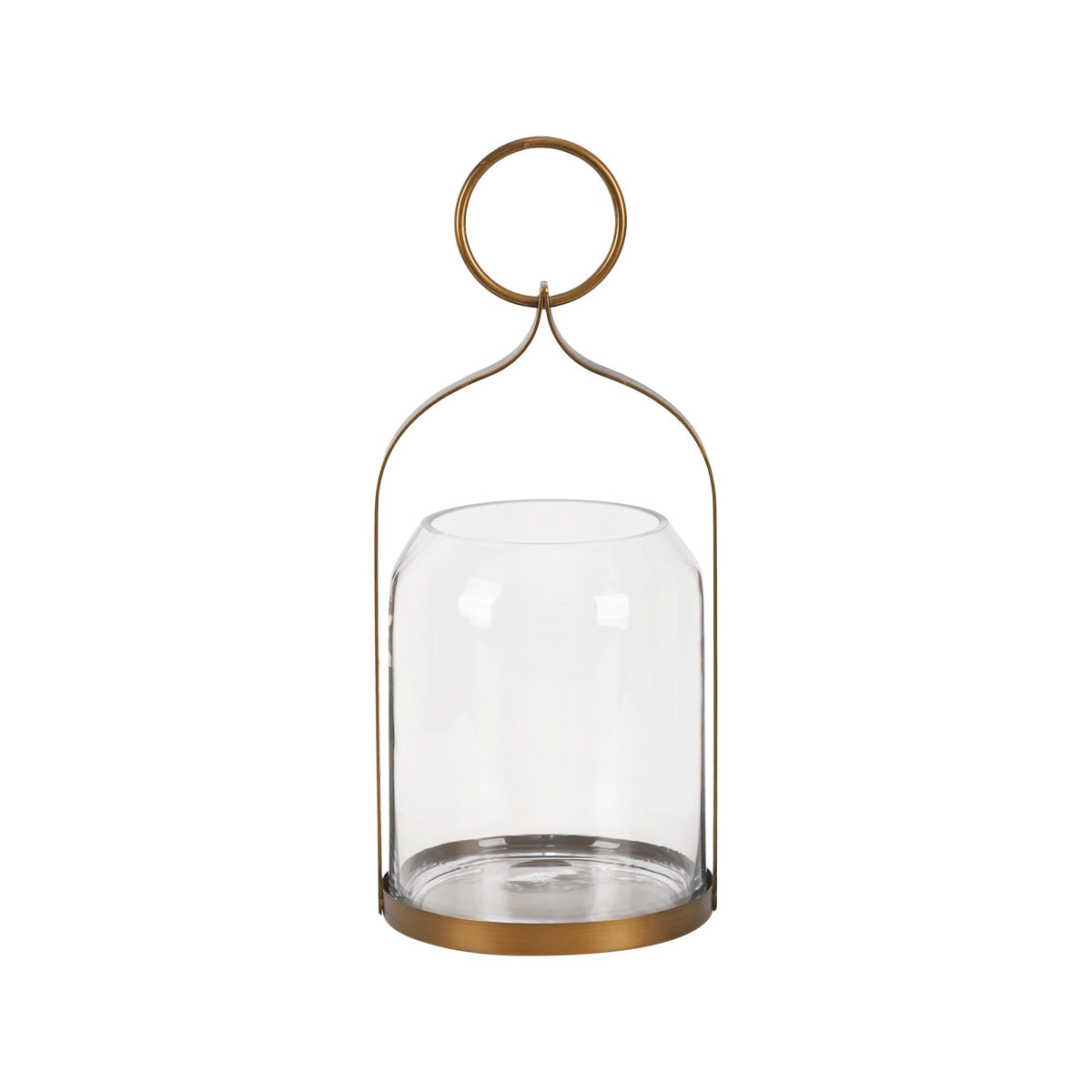 12.6" High Metal Hurricane Lantern in Antique Brass with Handmade Sturdy Glass for Pillar Candle, Plants, Glass Terrarium, Glass Vase, Industrial, Farmhouse. Table top, Outdoor (1, Brass, 6"x12.6")