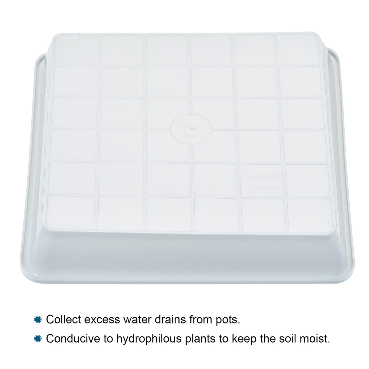 MECCANIXITY Plant Pot Saucer 6 Inch Plastic Square Flower Drip Tray for Indoor Outdoor, White Pack of 4