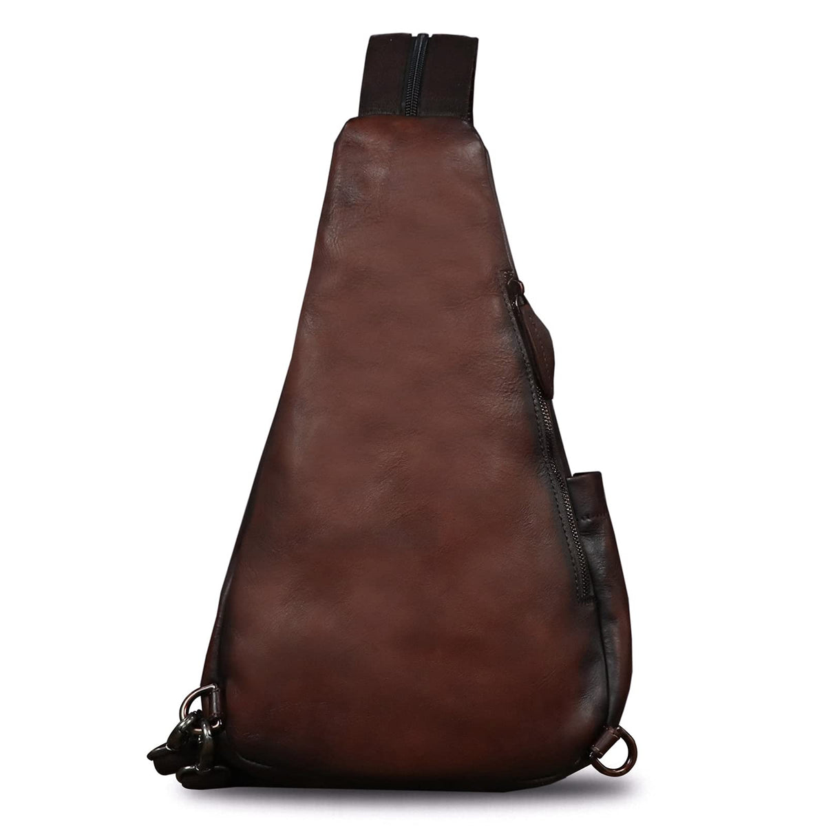 Genuine Leather Sling Bag for Men and Women Vintage Sling Backpack Shoulder Crossbody Bag Chest Bag for Ipad (LightCoffee)