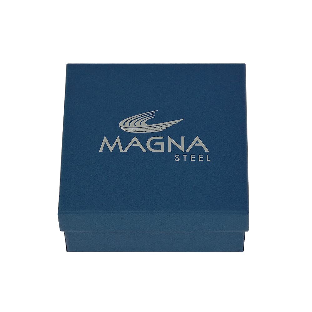 Magna Steel Men's Braided Genuine Leather Cord Bracelet, Blue