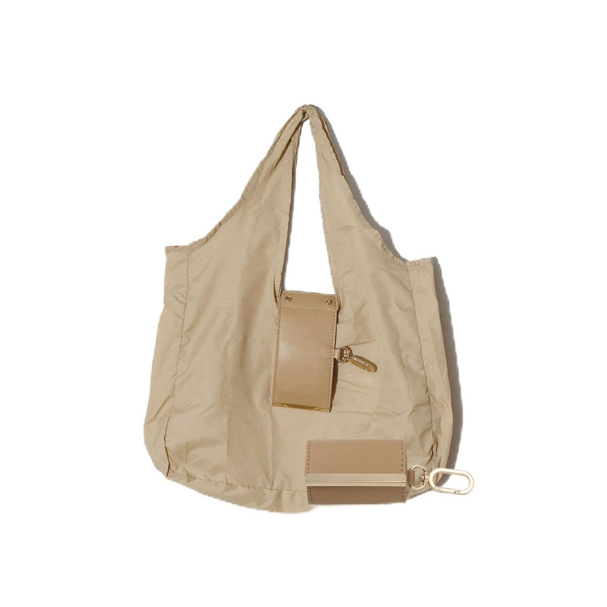 Locus Amoenus Foldable Reusable Shopping Bag Keychain, Portable Eco-Friendly Grocery Tote Bag for Women, Lightweight Travel Shopping Bag (Beige)
