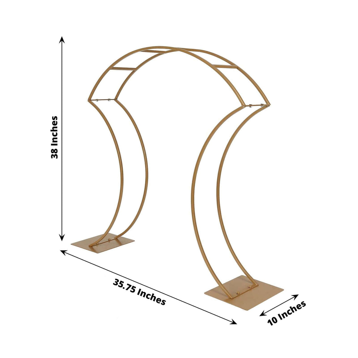 Efavormart 38" Gold Metal Floral Arch Frame Wedding Table Centerpiece Stand With Curvy Design, Large Table Display Or Aisle Prop