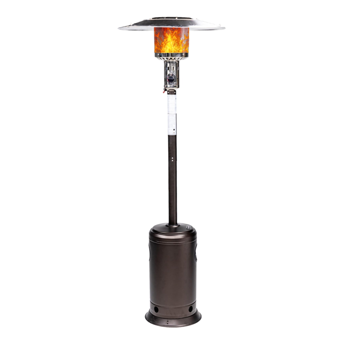 HEXAGO Outdoor Propane Patio Heater, 47,000 BTU Stainless Steel Standing Heater with Wheels, One-Touch Ignition & Adjustable Heat Control, Safety Auto Shut-Off System for Garden, Backyard & Restaurant