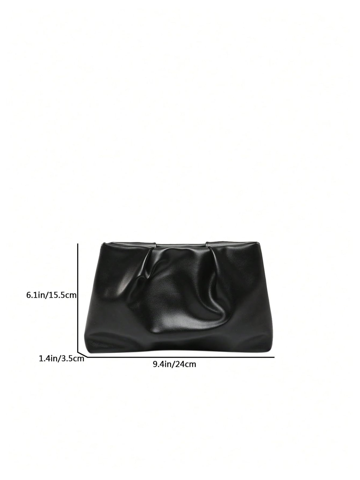 OYOANGLE Women's PU Leather Clutch Purses Small Zipper Ruched Minimalist Handbag Black One Size