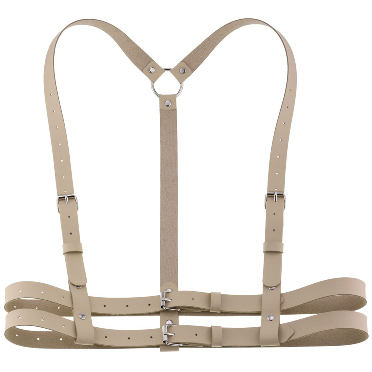 eYLun Women Leather Harness Belt Punk Body Waist Belt Adjustable Goth Waist Straps Belt Khaki