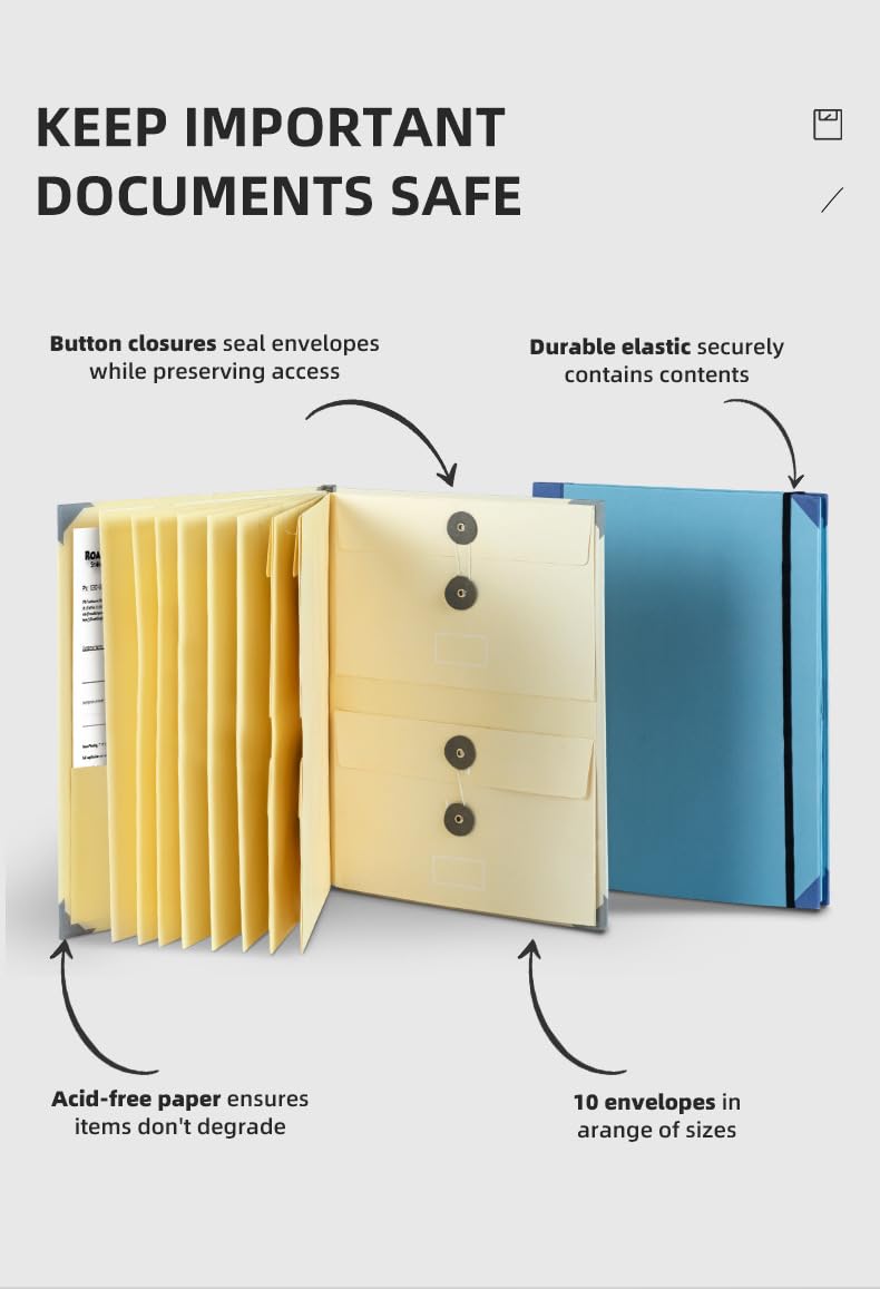 The Life Book Document Organizer - Binder for Important Documents, Document Organizer Foliofor Bills Checks Birth Certificates etc (Pink)