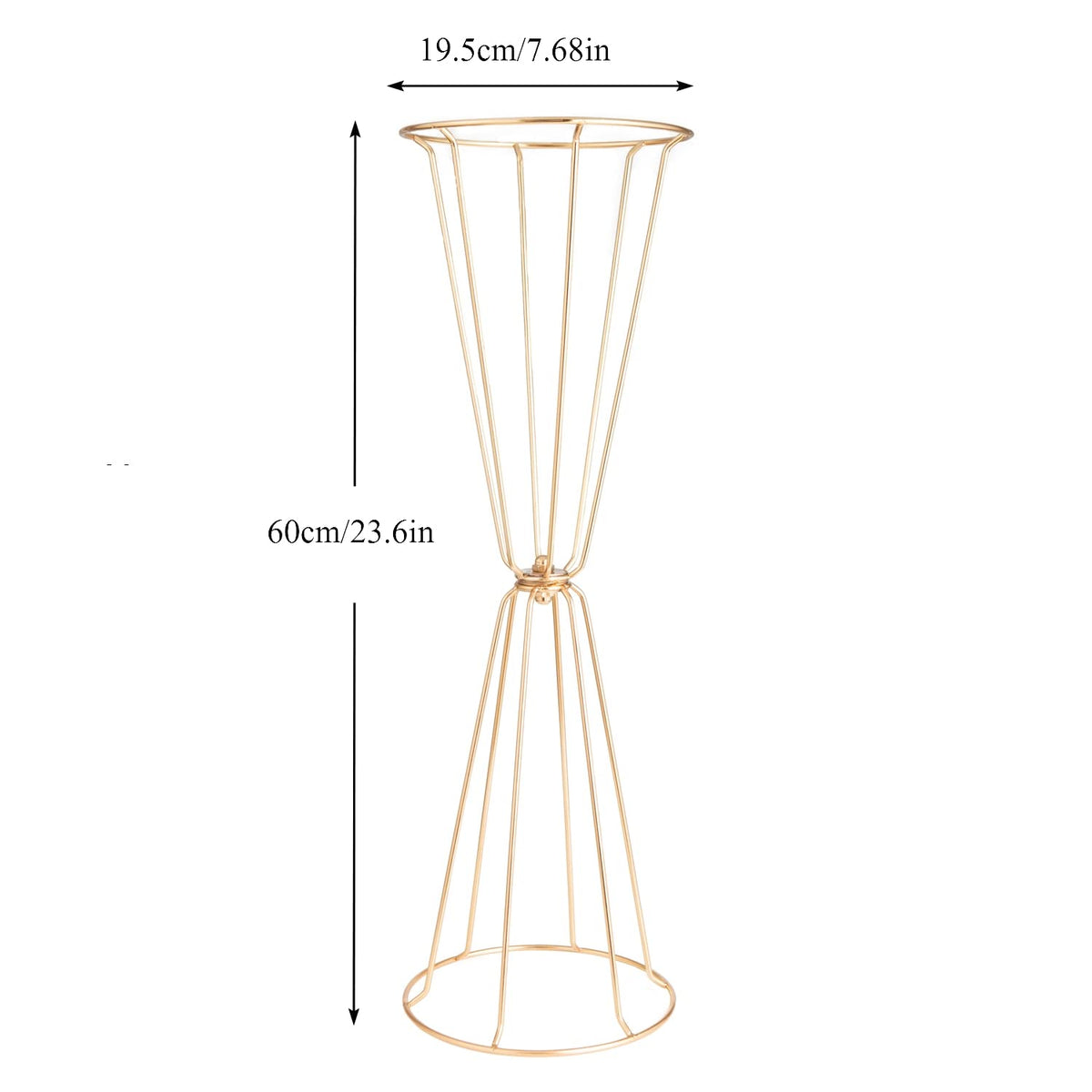 Gold Vases Centerpieces for Wedding Geometric Metal Flower Stand for Tables Bulk, 4pcs 23.6” Tall Trumpet Vases for Centerpieces Party Dinner Anniversary Ceremony