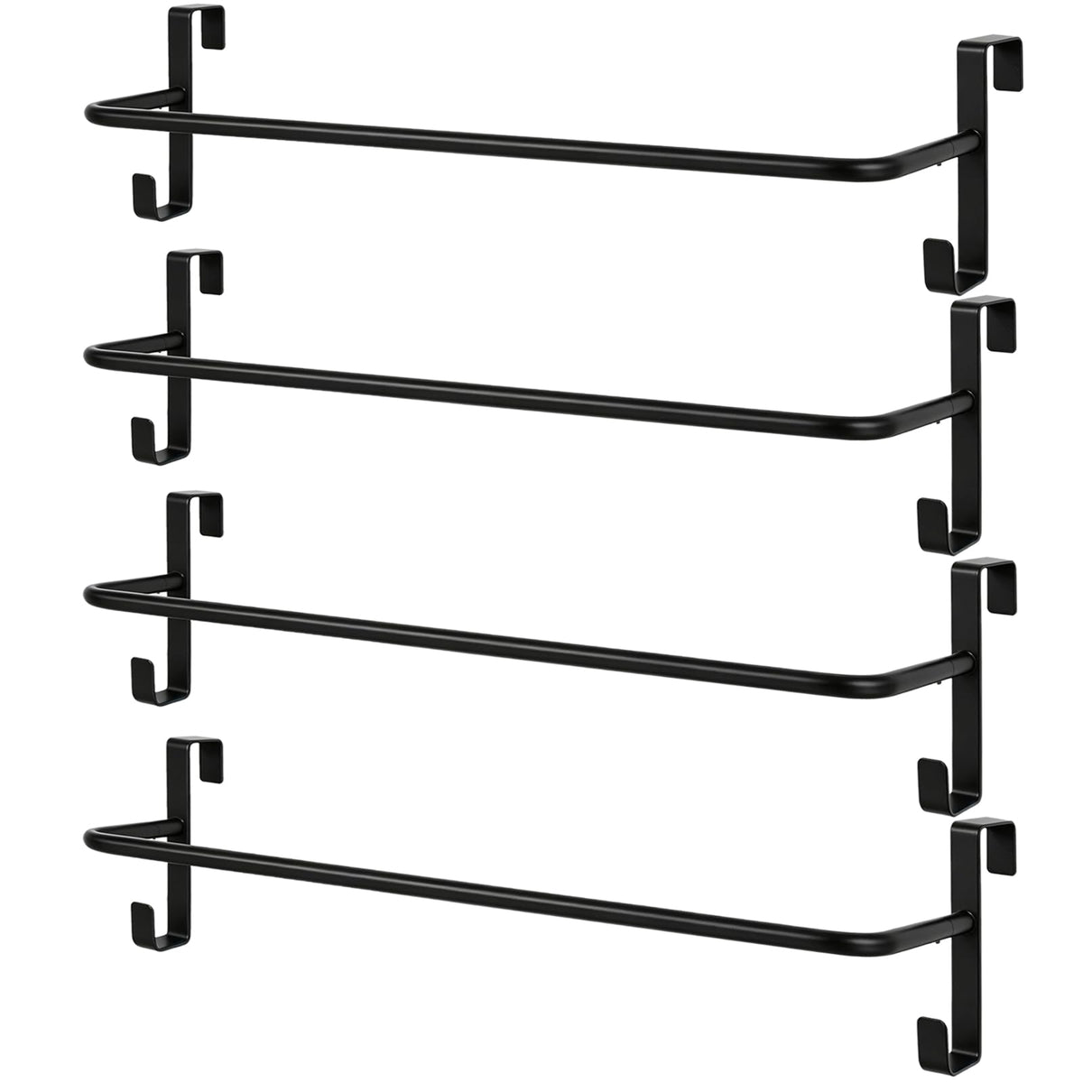 Zwinz 4Pcs Heavy Duty Horse Blanket Rack with Bridle Hooks, No-Drill Wall Mounted Assembled Blanket Bar, Saddle Pad Rack for Horse Tack Storage, Black