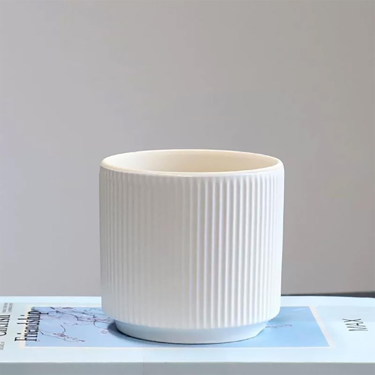 Puoyikt Ceramic 4.9+6.3 inch Planters, Modern Home and Office Flowerpot, Indoor and Outdoor Flowerpot with Drainage Hole (White)
