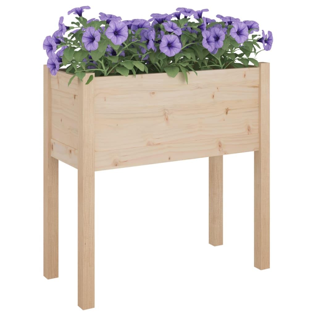 hliofuir Garden Planter Box, Solid Pine Wood Square Flower Pot for Outdoor Patio, Deck, and Balcony, Large Decorative Plant Container, 27.6 x 27.6 x 27.6 Inch, Brown