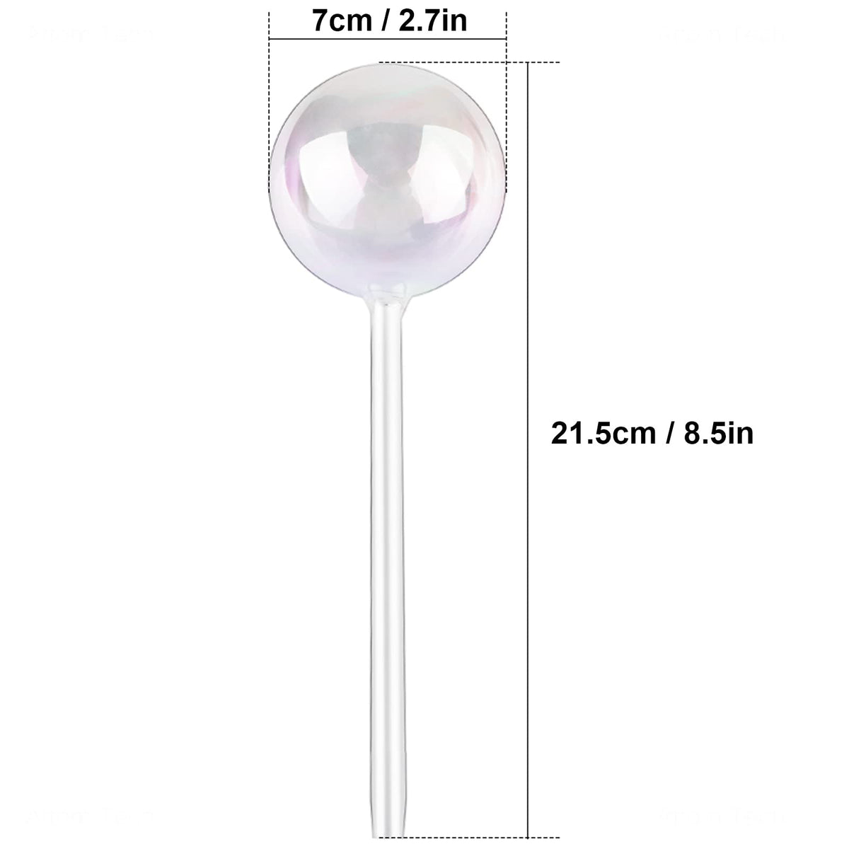 [6 PCS] Light Iridescent Rainbow Gradient Color Clear Glass Self-Watering System Spikes, Automatic Plant Waterer Bulbs