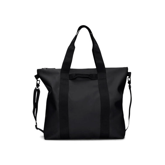RAINS Tote Bag - Black Waterproof With Zip Closure, Detachable Shoulder Strap, Internal Zip Pocket, 23 L Capacity for Work for Women and for Men - 2-Year Warranty