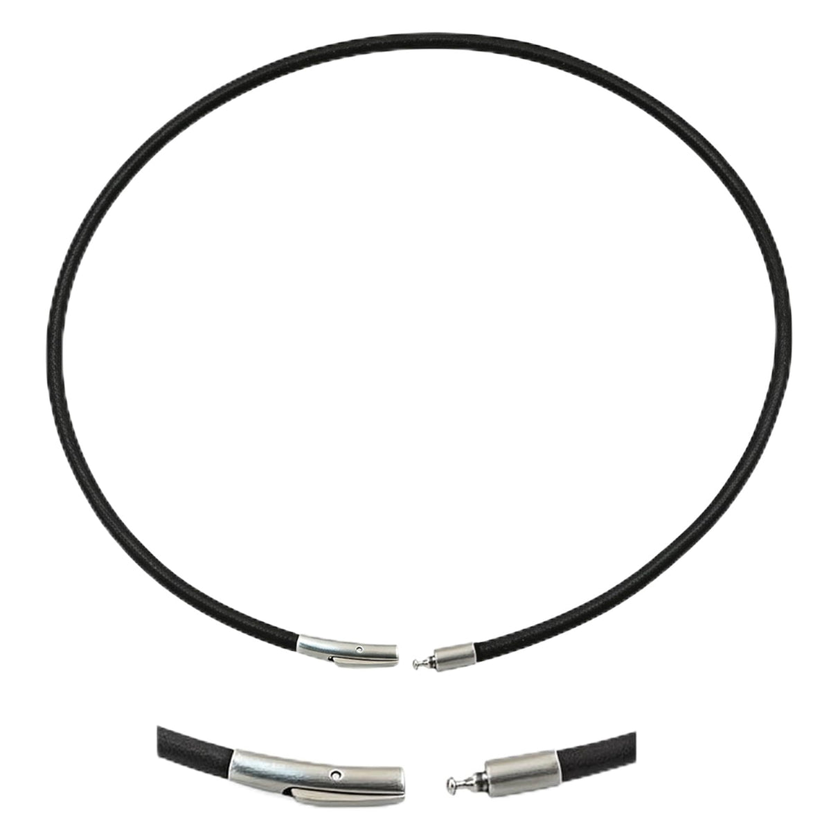 Leporem Minimalist Genuine Leather Cord Necklace Pendant Holder Hypoallergenic Stainless Steel Push-Lock Clasp Wrap Bracelet (16 Inch)