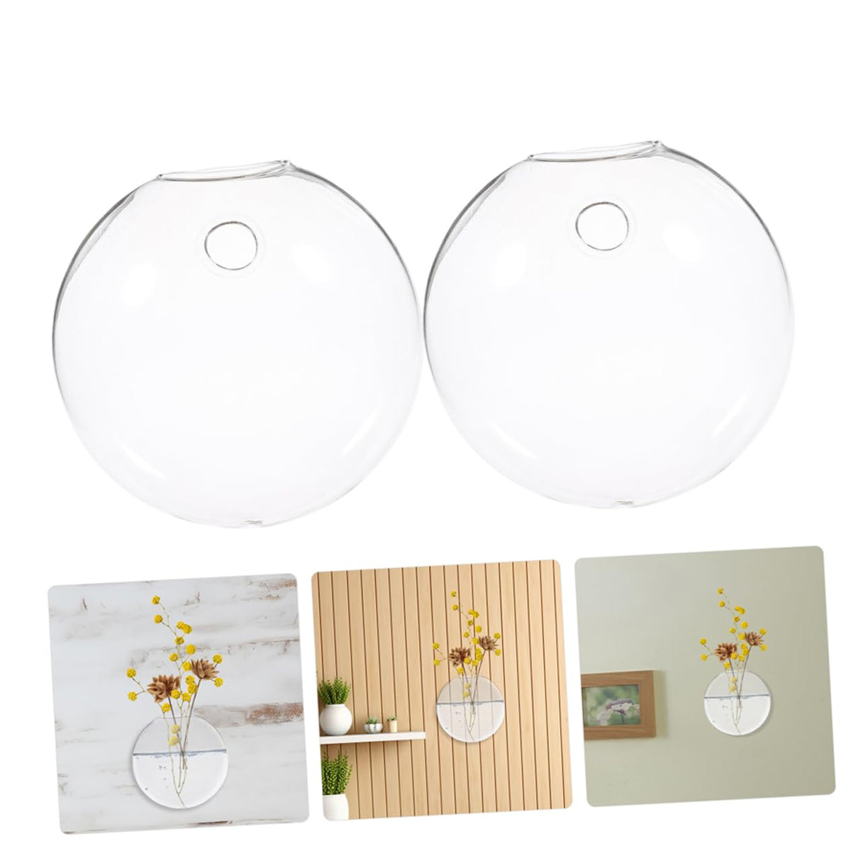 Cabilock Wall Mounted Hydroponics Glass Plant Vase Hanging Terrarium for Indoor Plants 4-Piece Set for Home Decor