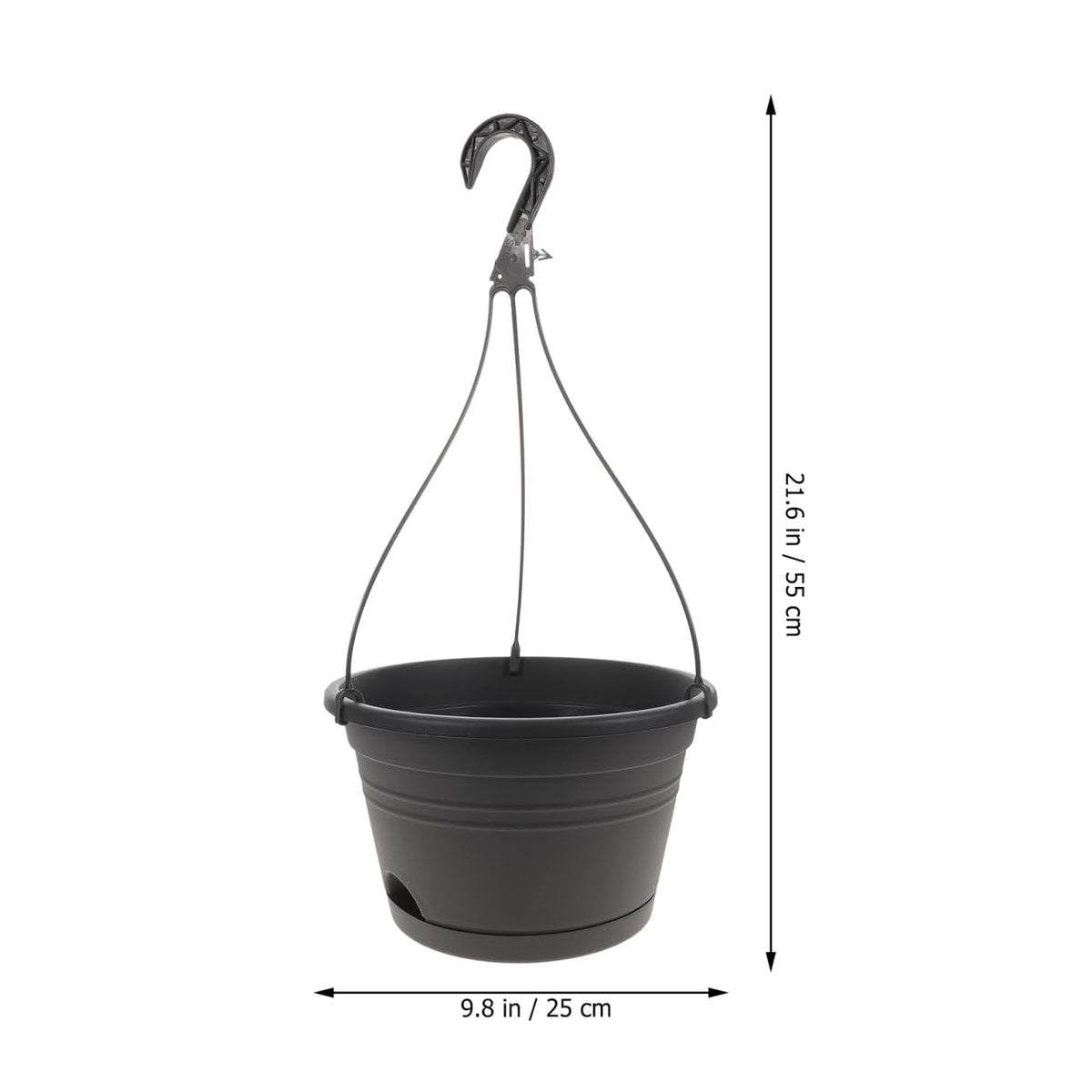 DOITOOL 3PCS Plastic Hanging Planter Pots Small Hanging Flower Pot, Orchid Pots 6.7 Inch Chain Baskets for Outdoor Indoor Plants and Balcony Decoration (Grey)