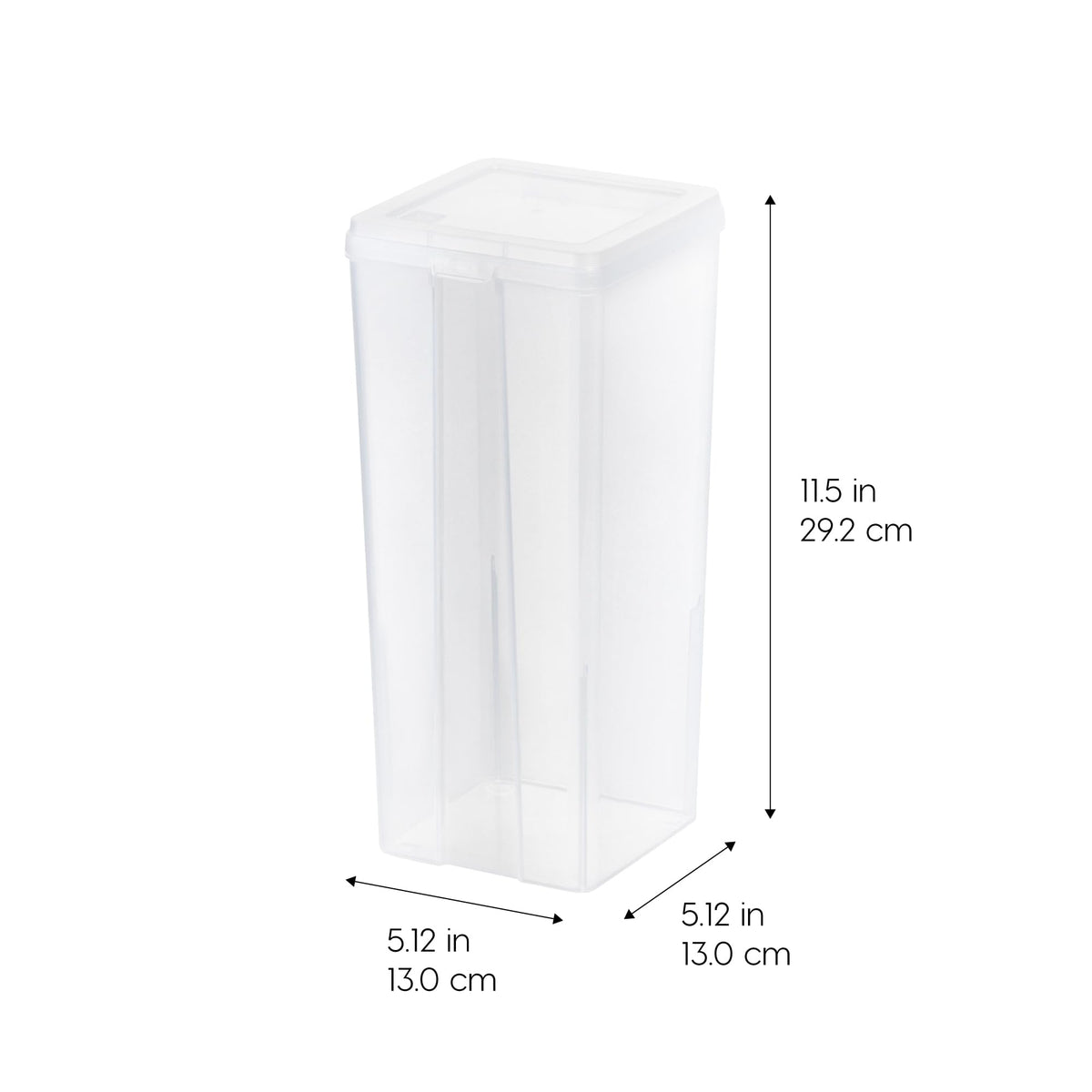 IRIS USA Vertical Plastic Flip Top Storage Containers Bins with Lids for Pantry, Home, Office, Organization, Large, Stackable Hinged Organizer with Latches, Clear, 6 Pack