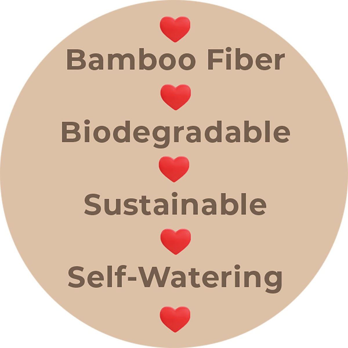 7” Self-Watering Pot – Eco-Friendly Bamboo Planter, Biodegradable & Plastic-Free, Indoor/Outdoor Plant Pot with Built-in Water Well for Healthy Root Growth