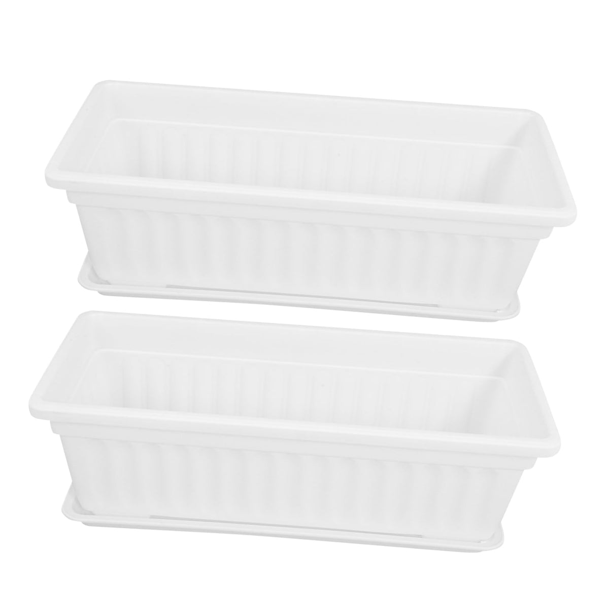 DOITOOL 2pcs Rectangular Plastic with Saucers Versatile Pots for Indoor and Outdoor Use Ideal for Vegetables and Flowers for Windowsills Patios and Gardens