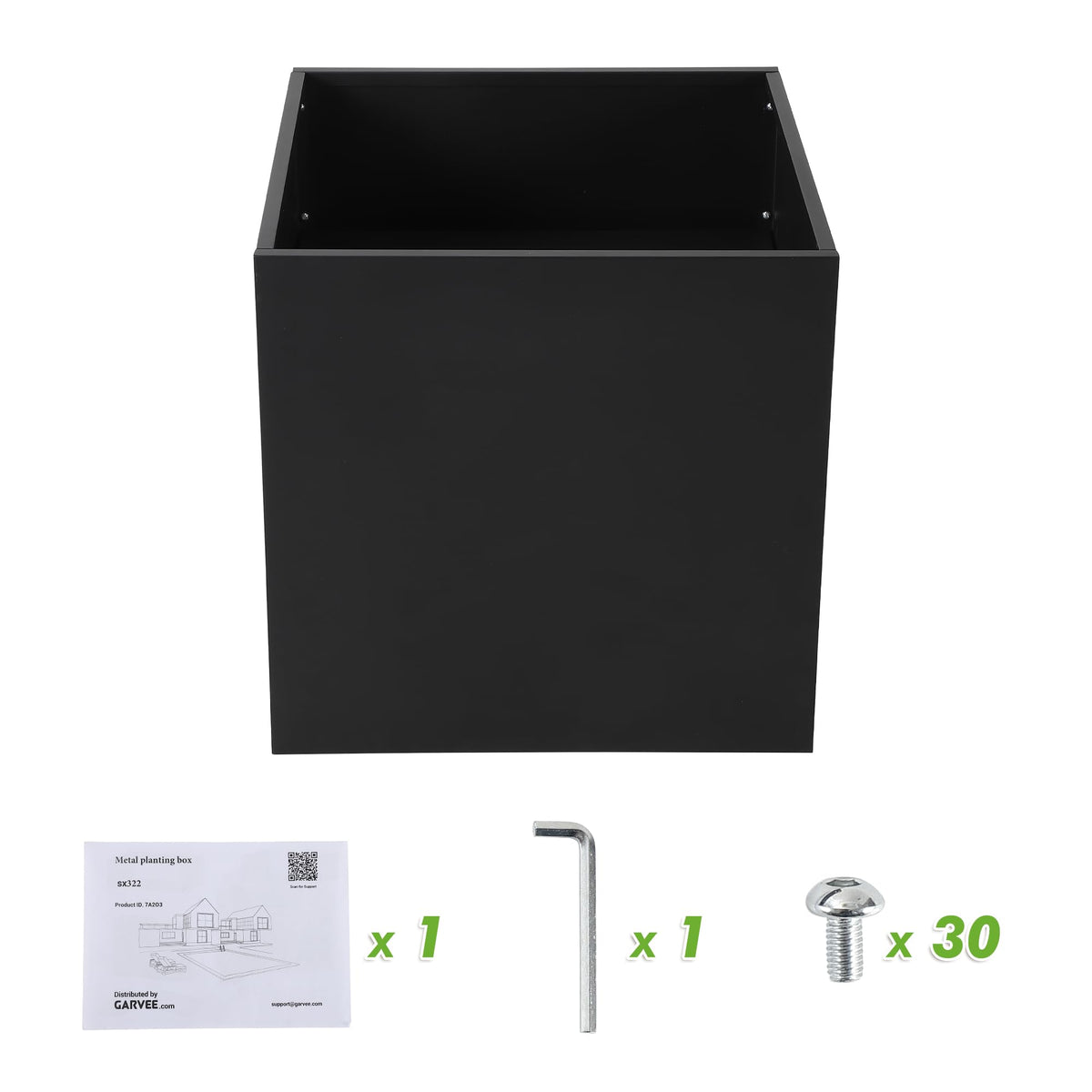 Takywep Large Metal Planter Box, 26" L x 26" W x 26" H, Black Heavy Duty Steel Square Outdoor Patio Garden Planter Box, with Drainage Hole and Removable Insert Shelf for Tall Plants Flowers Trees