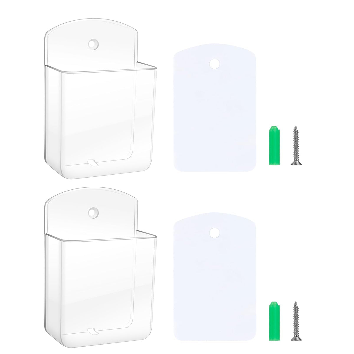 Aecsze 2 PCS Remote Control Holders Wall Mount, Self Adhesive TV Air Conditioner Remote Control Holder, Wall Mount Storage Box Organizer Wall Pen Holder Storage for Home Office School (Clear)