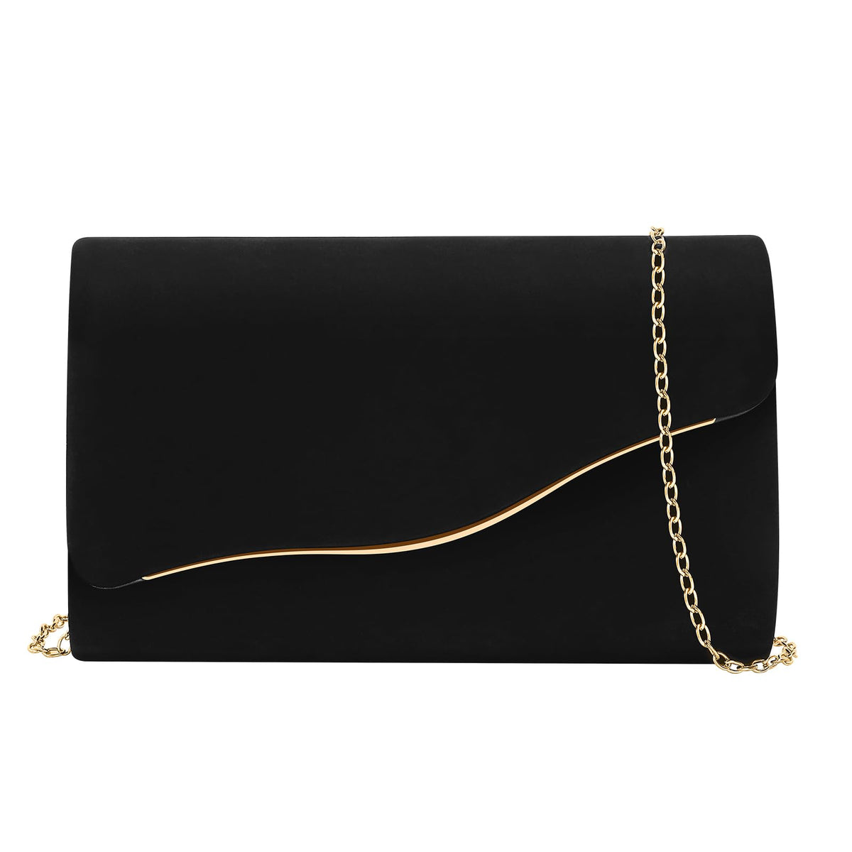 CurvChic Clutch Purses for Women Evening Bag Faux Suede Formal Party Wedding Cocktail Prom(Black)