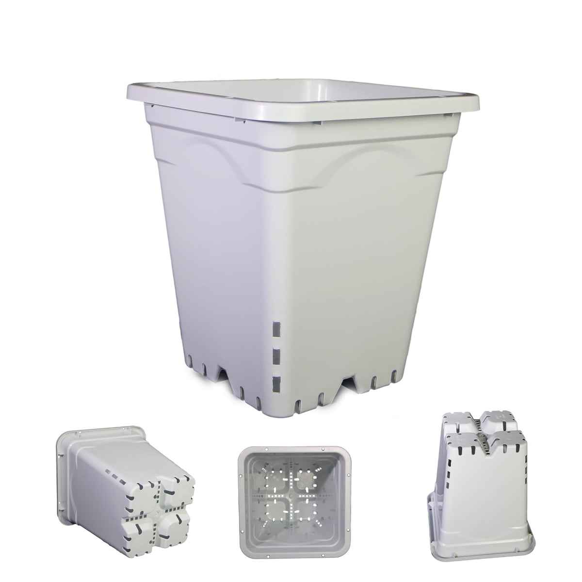 Gyfofix HG7X7SW 7"x7" Square White Pot, 9" Tall Pack of 5