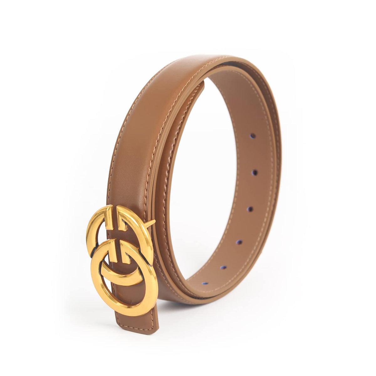 Aurolran Women's Fashion Classic Metal Buckle Leather Belt with Jeans Dress