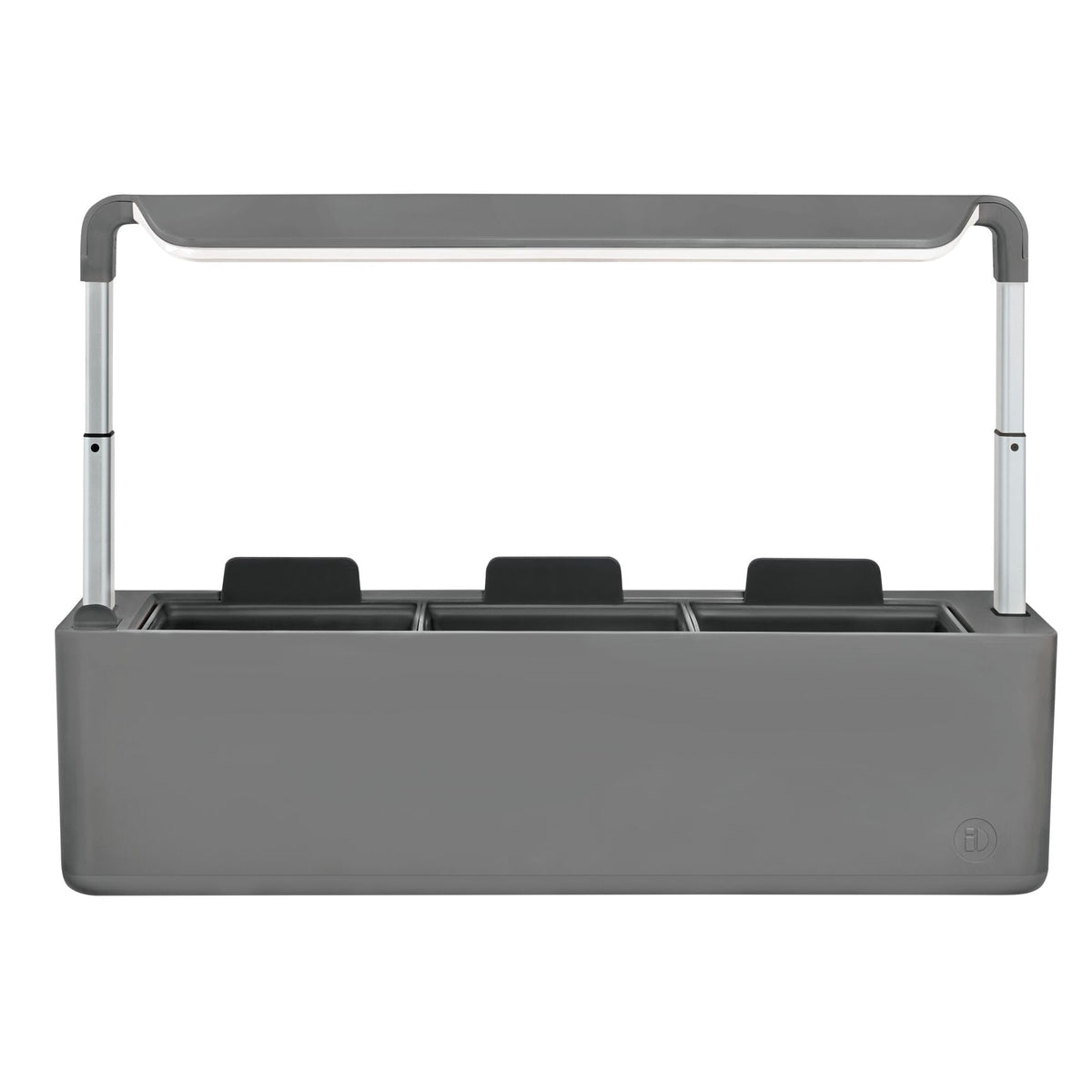 iDesign Countertop Self-Watering Plant Pot Center with Grow Light and 3 Plant Pots, Charcoal
