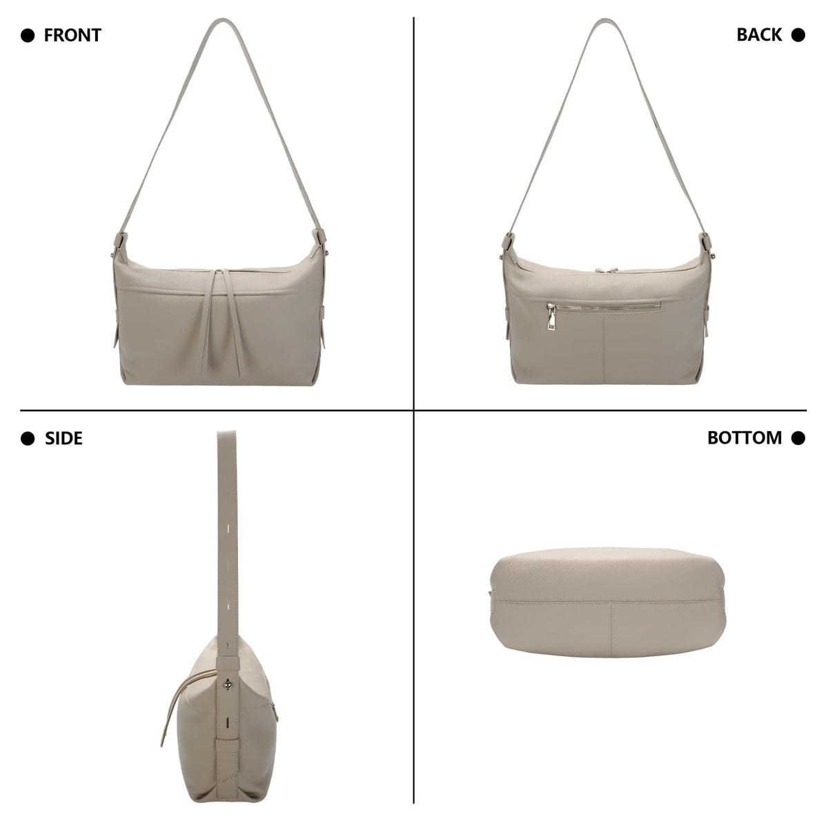 Genuine Leather Hobo Bags for Women Soft Real Leather Shoulder Hanbags Leather Trendy Crossbody Purses with Adjustable Strap (White)