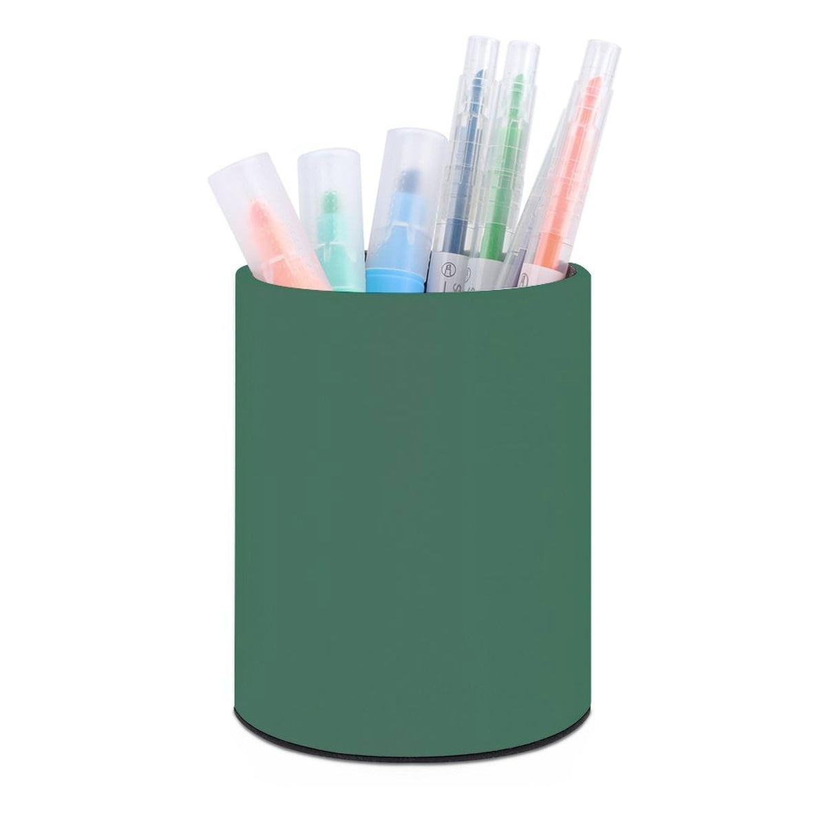 UTRSIFB Holder Cup Makeup Brush Storage Organizer, Waterproof Multifunctional Office Supplies, Pen Holder Cylinder Leather Pencil Green