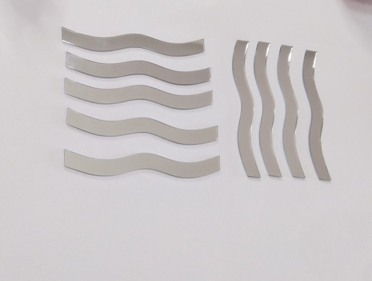 100pcs of 3’’ Wave Glass Mirror Mosaic,Wavy Rectangle Mirror Mosaic Tile for Art Craft Projects (Silver Mirror)