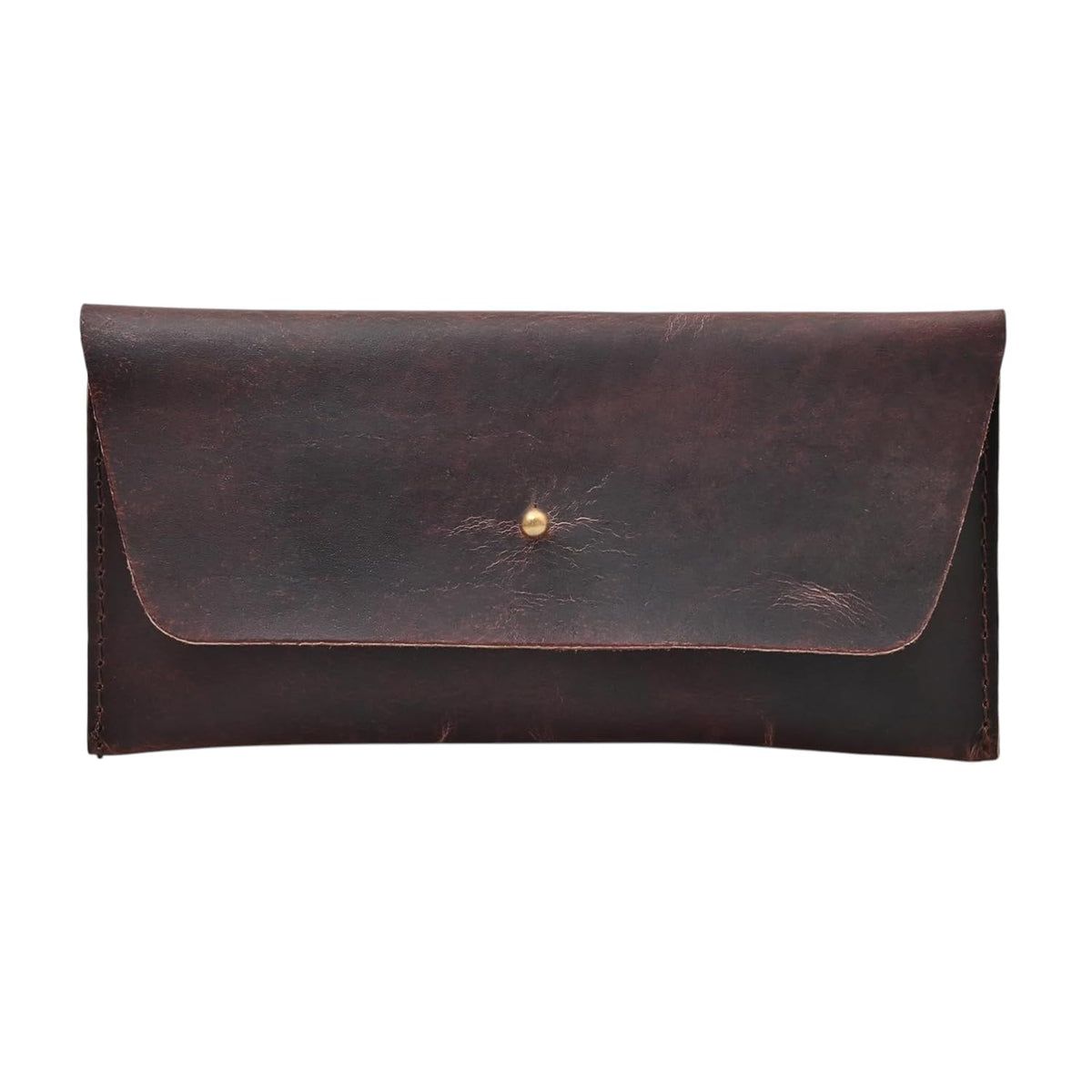 Autentico Leather Money Cash Envelopes Wallet for Men, Money Bag Pouch Reusable Budget Envelope, Retro Clutch Wallet, Dark Brown