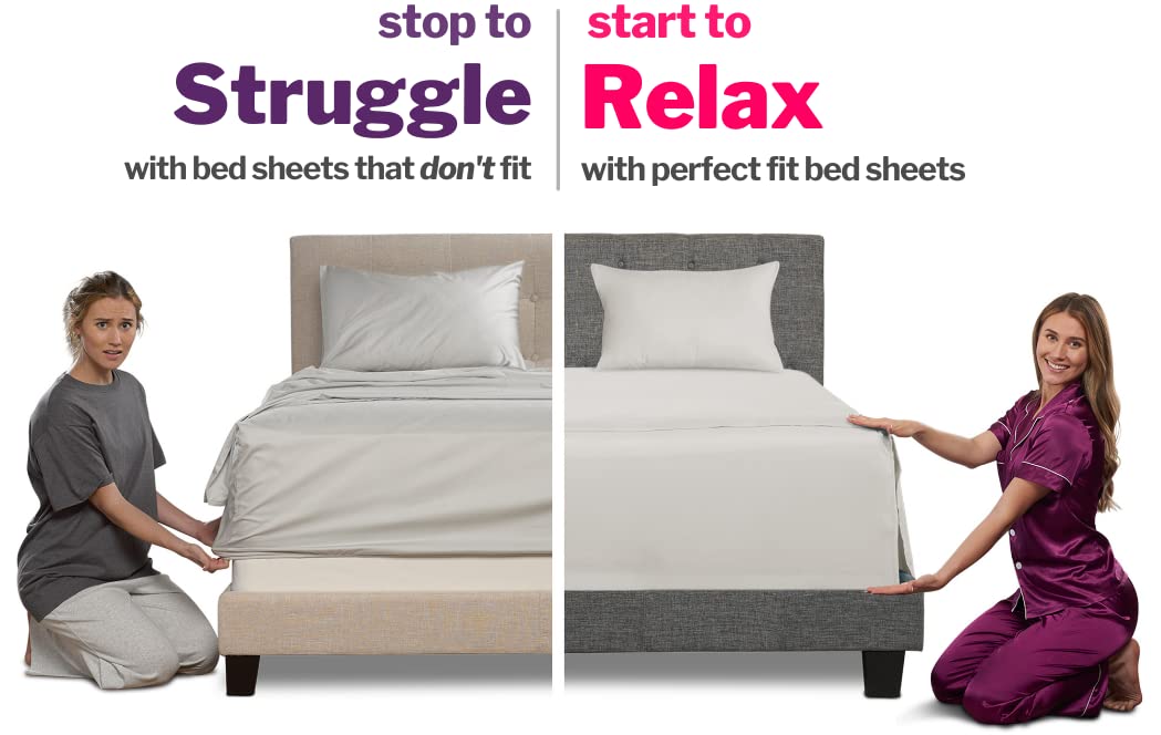 Extra Deep Pocket King Bed-Sheets – 4-Piece Includes: 18”-21” Inch Super Extra Deep Pocket Fitted Sheet – Oversize Flat Sheet – 2 Zipper Closure Pillowcases – Perfectly Fit – King Size – Light Blue