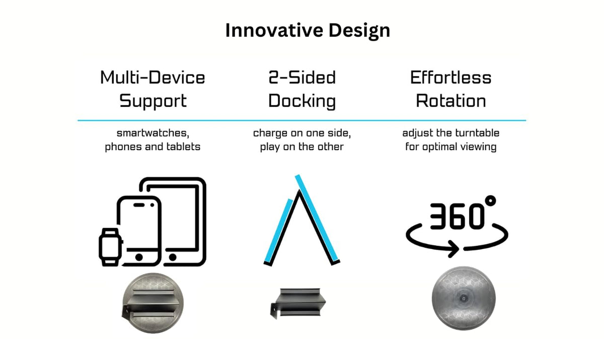 STANDECK A Modern 10 inch Turntable. Plastic, Black for multitasking and optimal viewing.