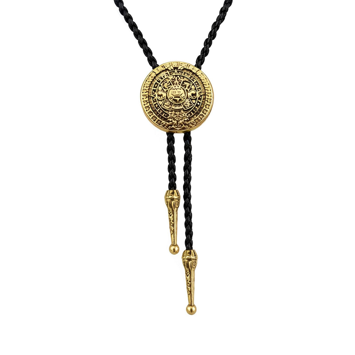 JPJZY BRBAM American Indian Style Western Cowboy Native American Bolo Tie Retro Solar Calendar Leather Necktie Gold