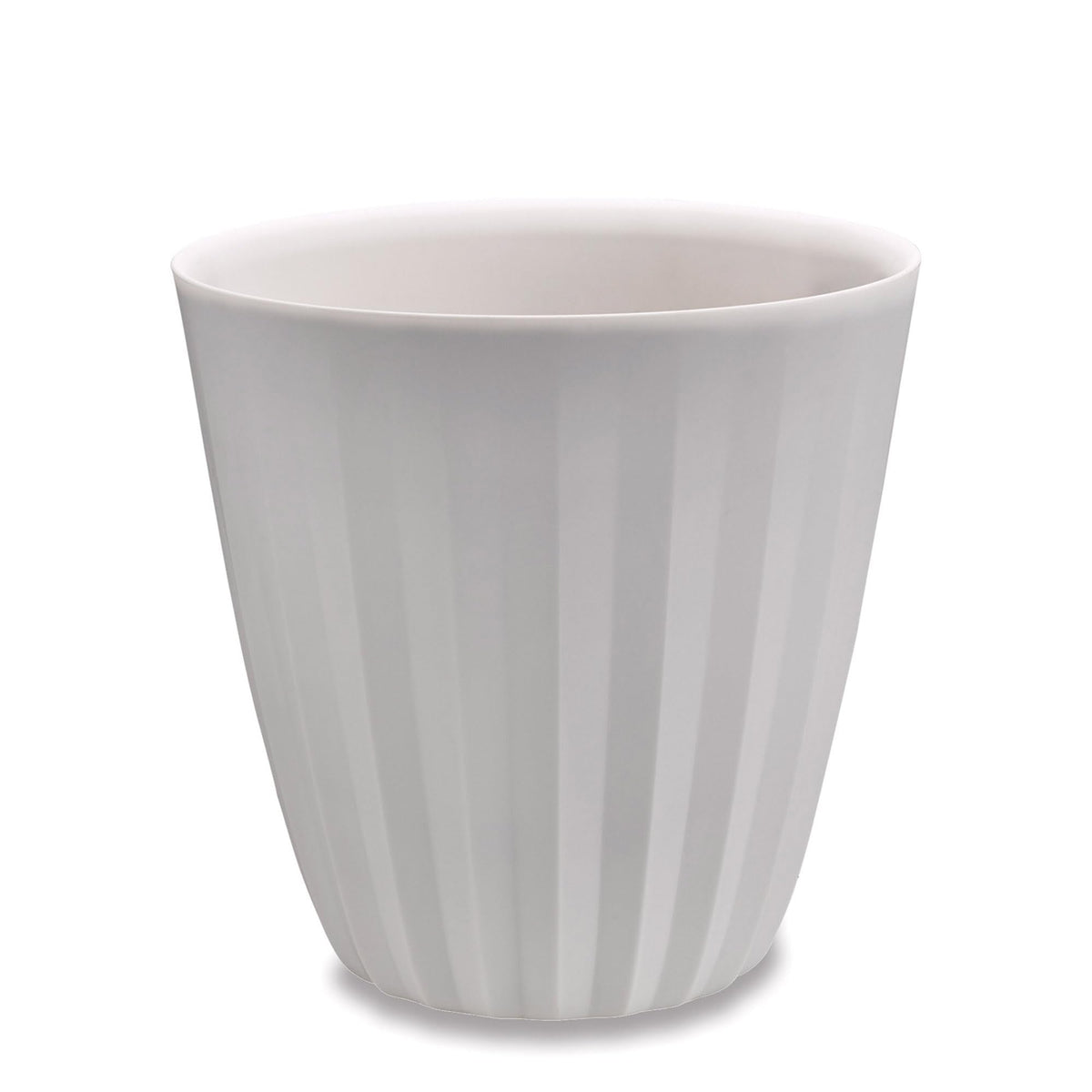 Crescent Garden Pleat Modern Decorative Planter, Indoor/Outdoor Pot, Resin Planter with Drain Hole - 15" W x 15" H (Cloud White)