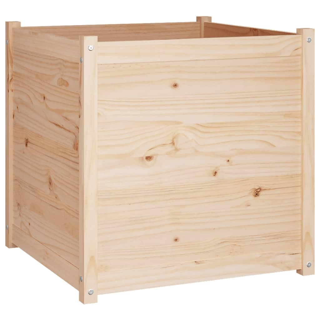 KHNLGFR Rustic Solid Pine Garden Planter 27.6 Inch Large Square Pine Planter for Plants Natural for Outdoor Balcony Solid Pinewood Garden Box for Herbs