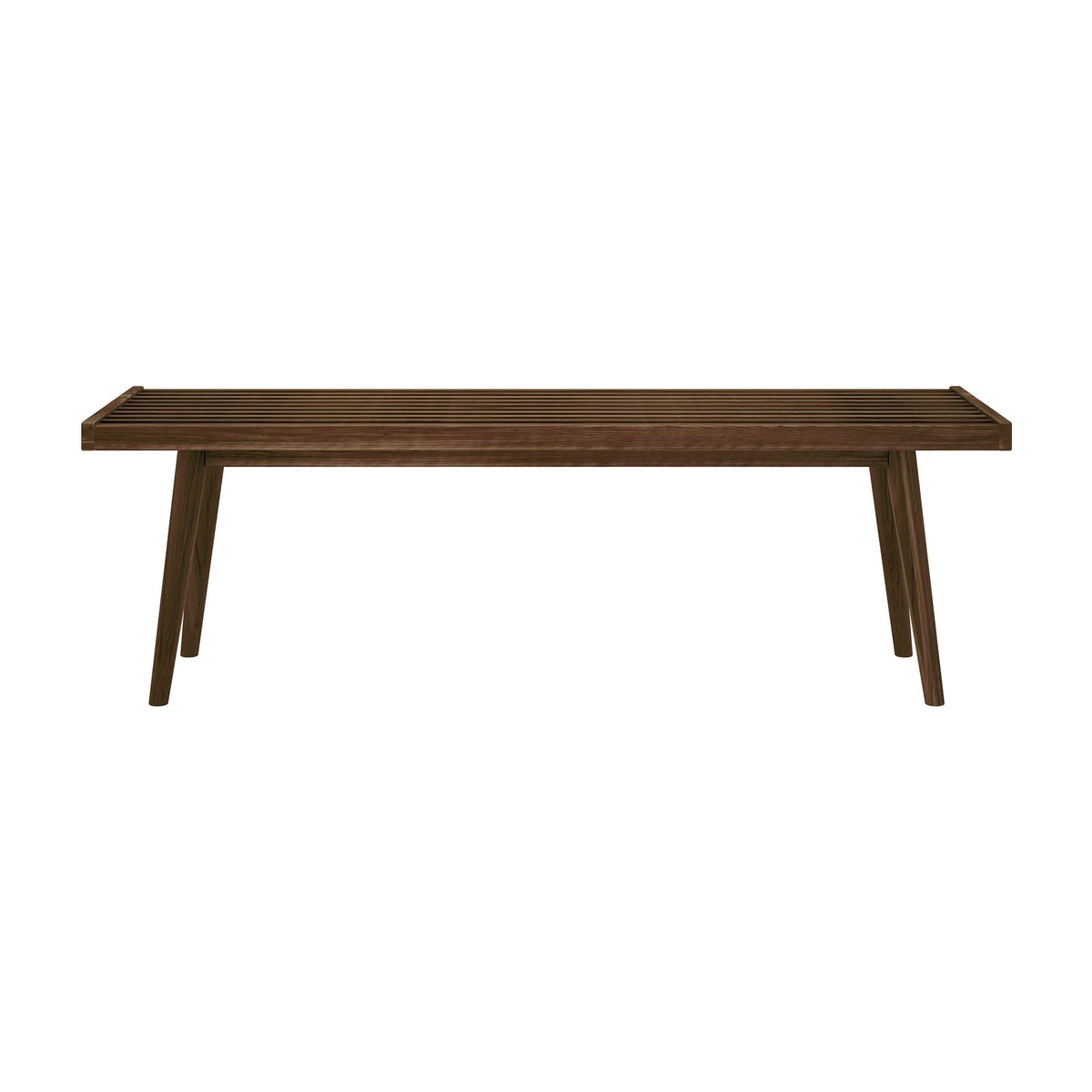 Plank+Beam Entryway Bench, Wooden End of Bed Bench for Bedroom, Mid-Century Modern Square Bench for Hallway, Living Room, Indoor, Porch, 56.25", Walnut