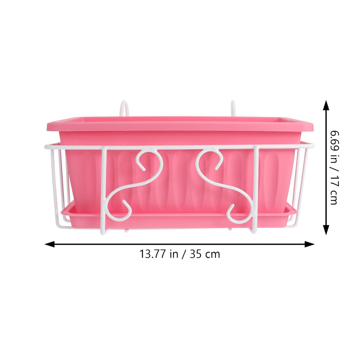 DOITOOL Railing Planter Box 14 x 7 Inch Balcony Hanging Basket Iron Plant Holder Fence Planters Pot Holder for Outdoor Plants