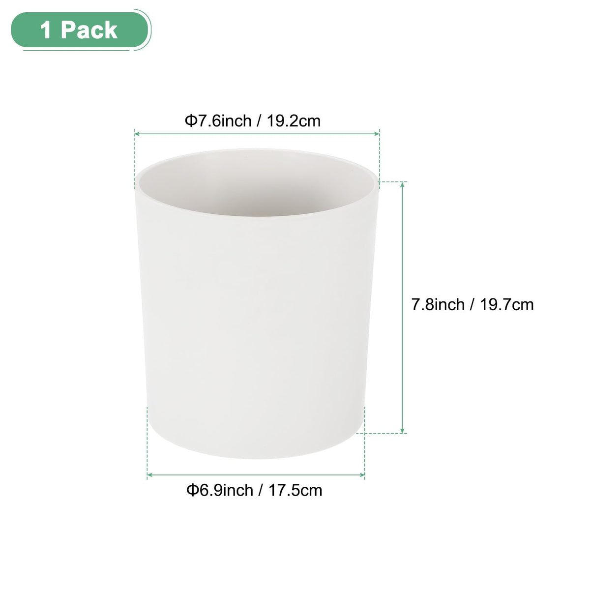 M METERXITY 1-Pack Plastic Plant Pot, 8 Inch Plastic Planter Round Flower Planter Containers Flower Pot for Indoor/Outdoor/Garden, Plant Holder [White]