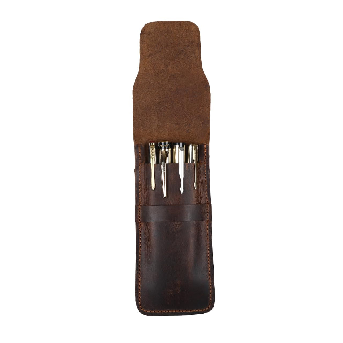CestAntiQ Leather Pen Case - Handmade Executive Pen Holder - Professional Fountain Pen Organizer Pouch Brown