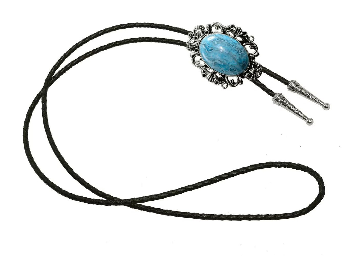GURANSE Natural Tiger Eyes Stone Bolo tie With Art Flower Wreath Cowboy Western Style Necktie